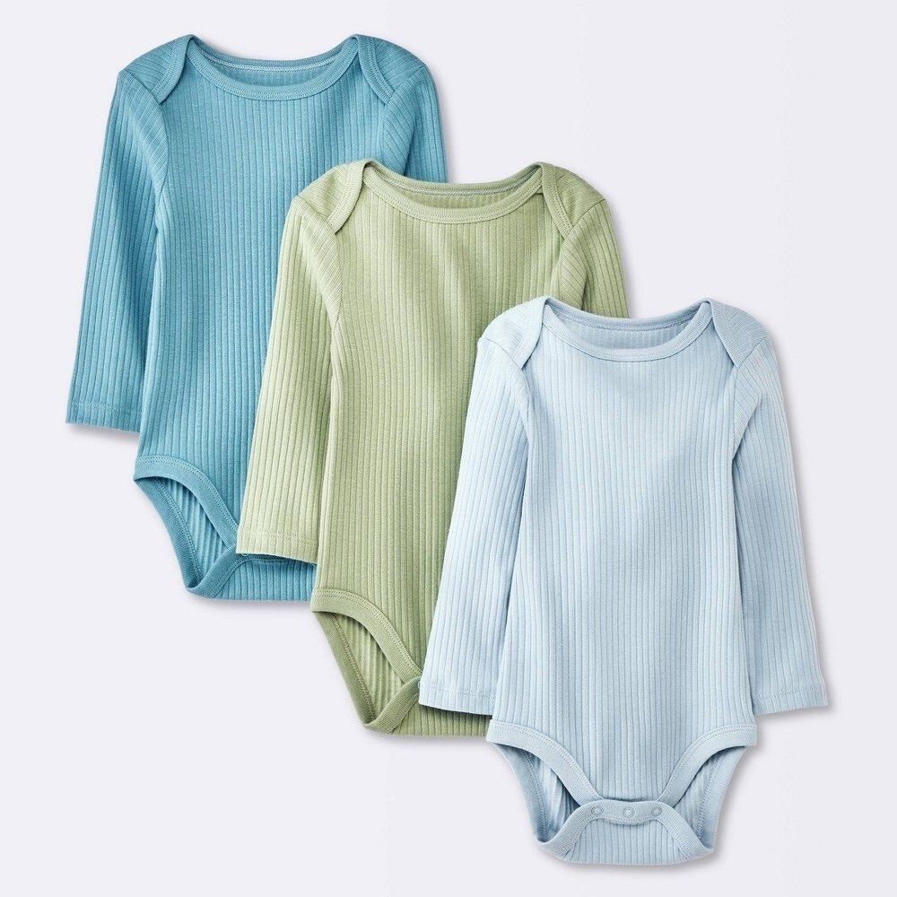 Baby Bundle 2 for $15 - Ribbed Long Sleeve Baby Bodysuit Set